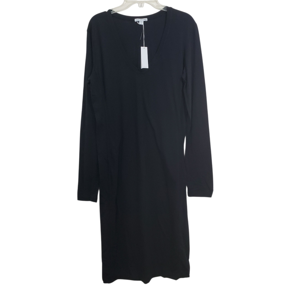 NWT JAMES PERSE V-Neck T-Shirt Bodycon Sheath Long Sleeve Dress Black Size XL